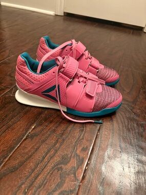 Reebok Legacy Lifters Womens Pink and Teal size 7 weight trainers